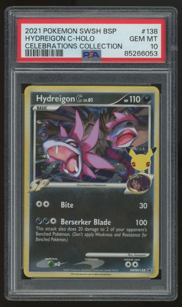 2021 Pokemon Hydreigon C Celebrations Collection Holo #138 PSA 10