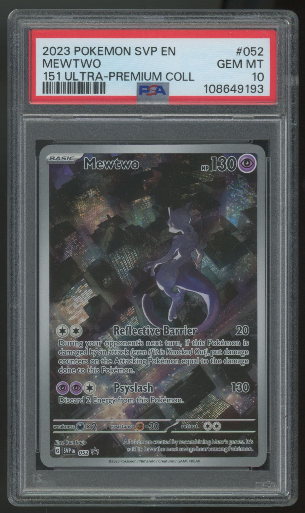 2023 Pokemon Mewtwo 151 Ultra Premium Promo #052 PSA 10