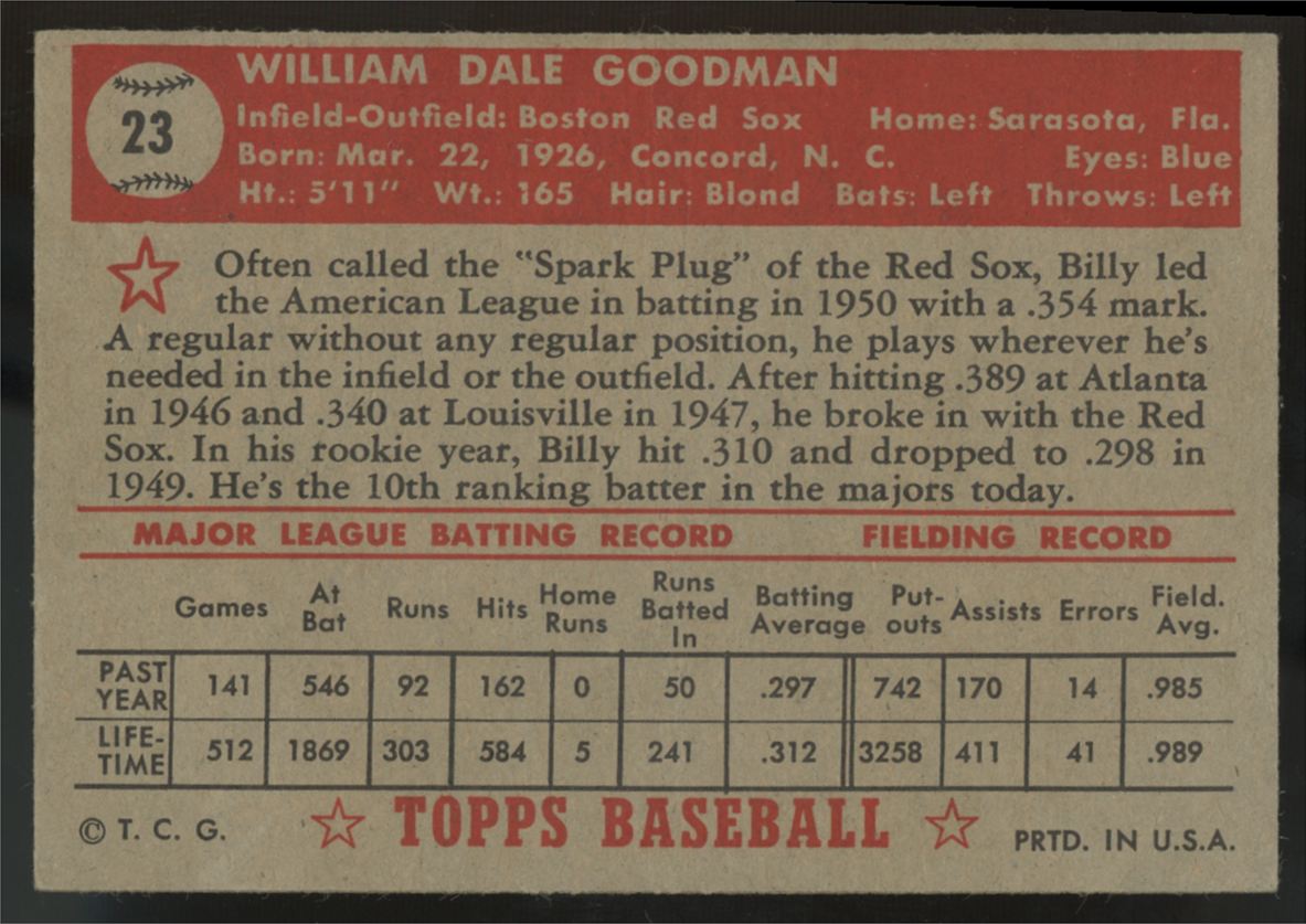 1952 Topps Billy Goodman #23 EX/MT