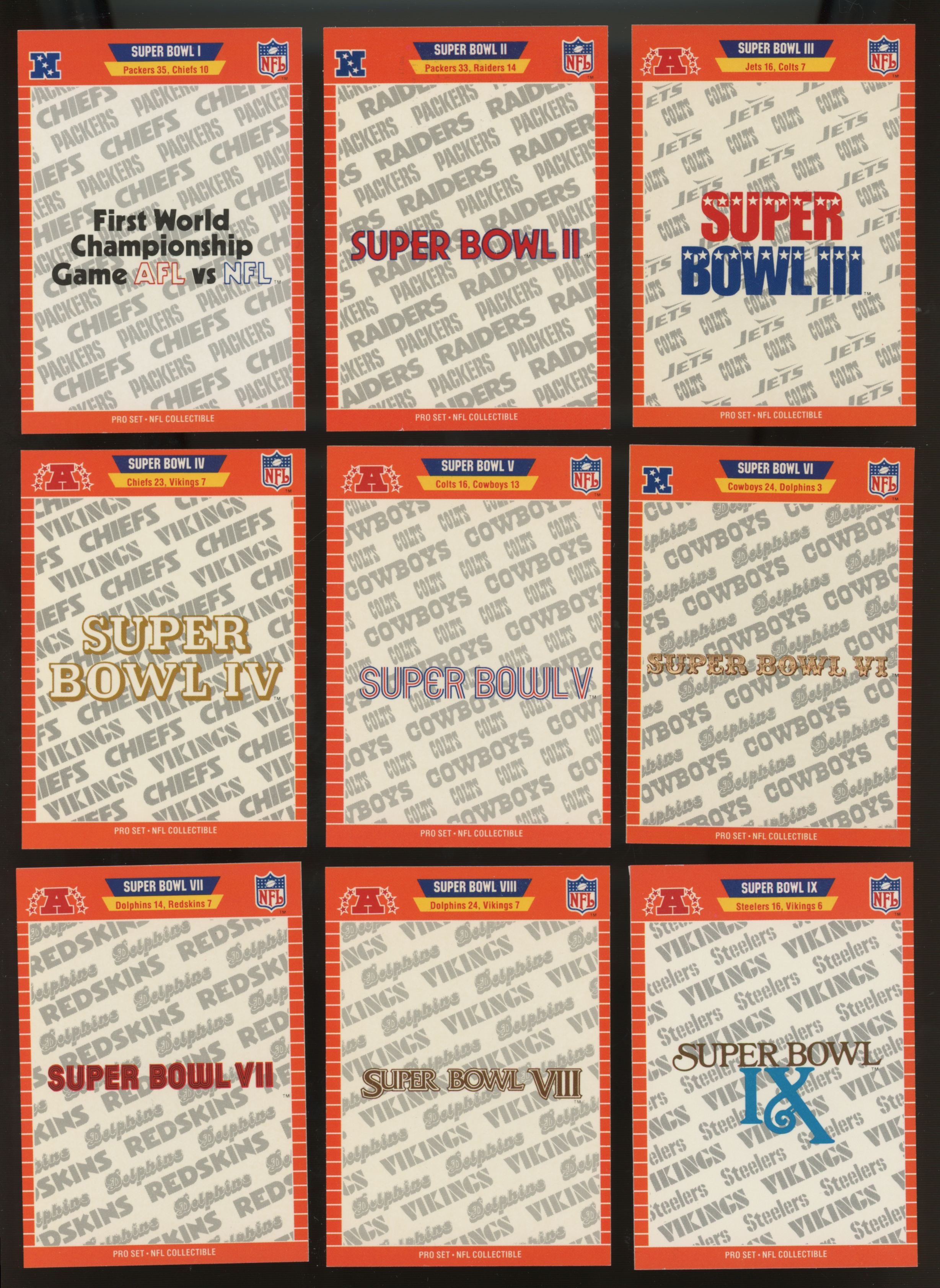 1989 Pro Set Super Bowl Logos Complete Set (I-XXIII)
