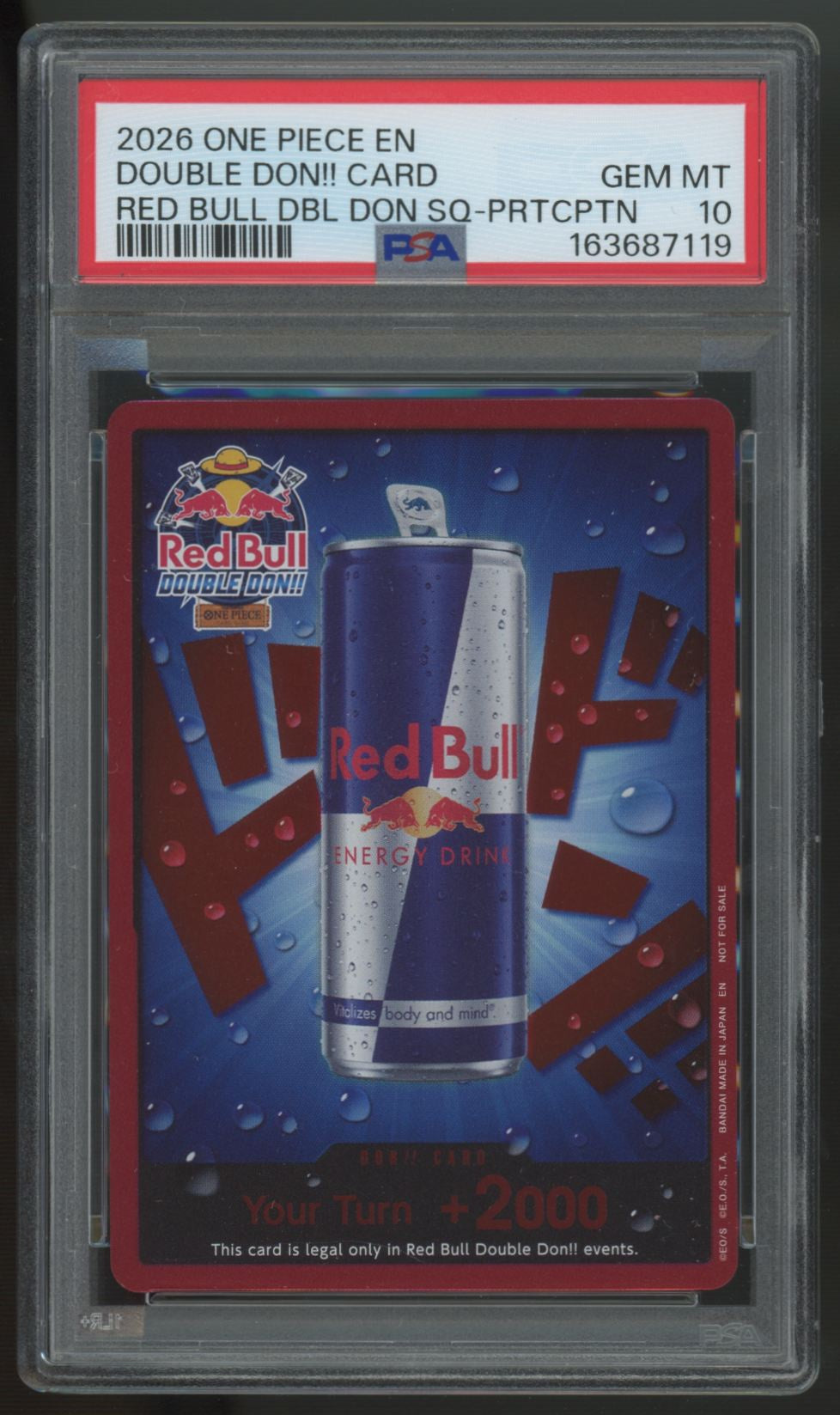 2026 One Piece Red Bull Double Don Card Participation Promo PSA 10