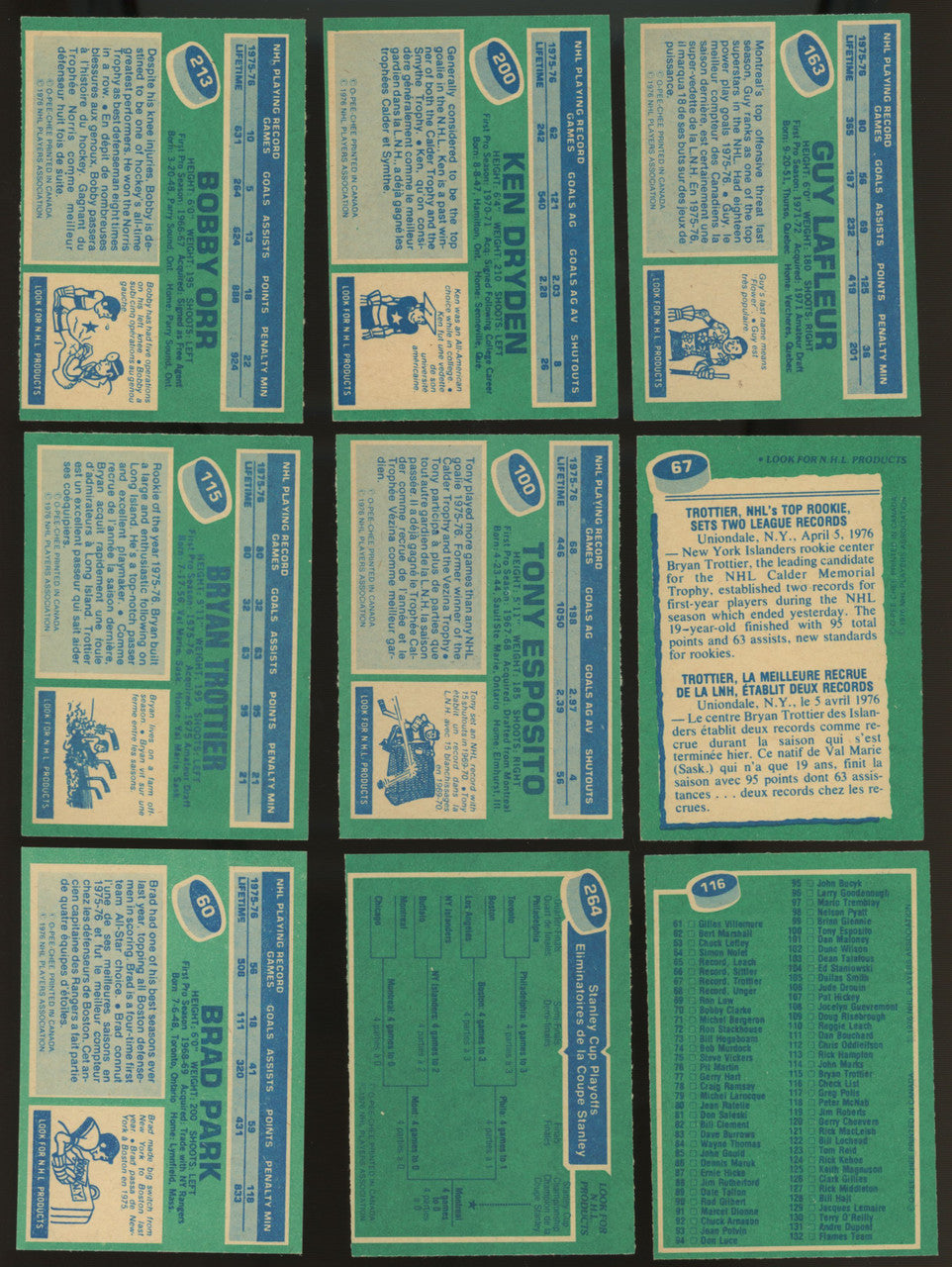 1976-77 O-Pee-Chee Hockey Partial Complete Set 266/396 NM-MT Trottier RC