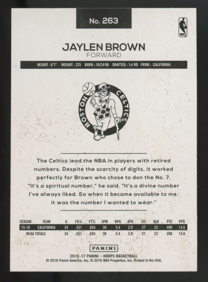 2016-17 Panini Hoops Jaylen Brown RC Teal Explosion #263