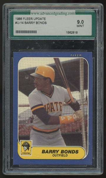 1986 Fleer Update Barry Bonds RC #U-14 AGS 9 *818