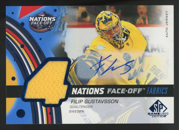 2025-26 Upper Deck SP Game Used Filip Gustavsson 4 Nations Patch Auto #4N-FG