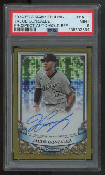 2024 Bowman Sterling Jacob Gonzalez Prospect Gold Refractor Auto /50 PSA 9