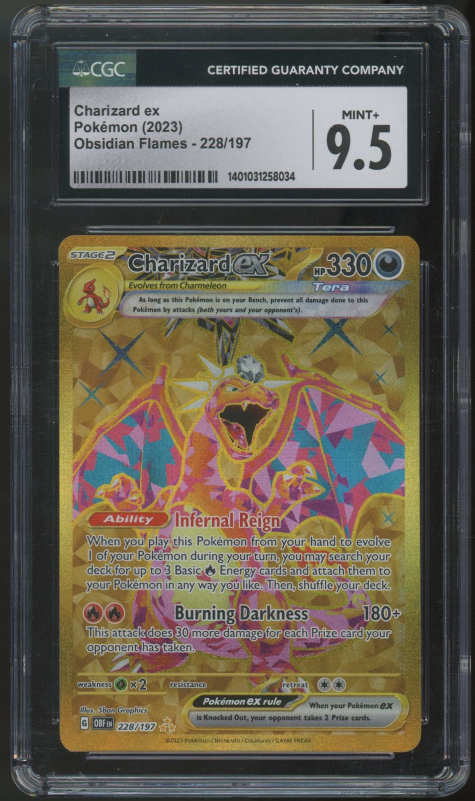2023 Pokemon Charizard ex Obsidian Flames Holo #228 CGC 9.5