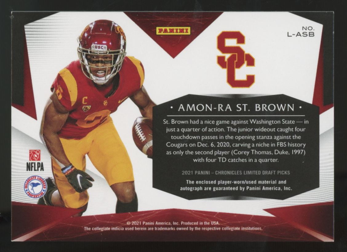 2021 Chronicles Limited Draft Amon-Ra St. Brown RC Patch Auto RPA /99 #L-ASB