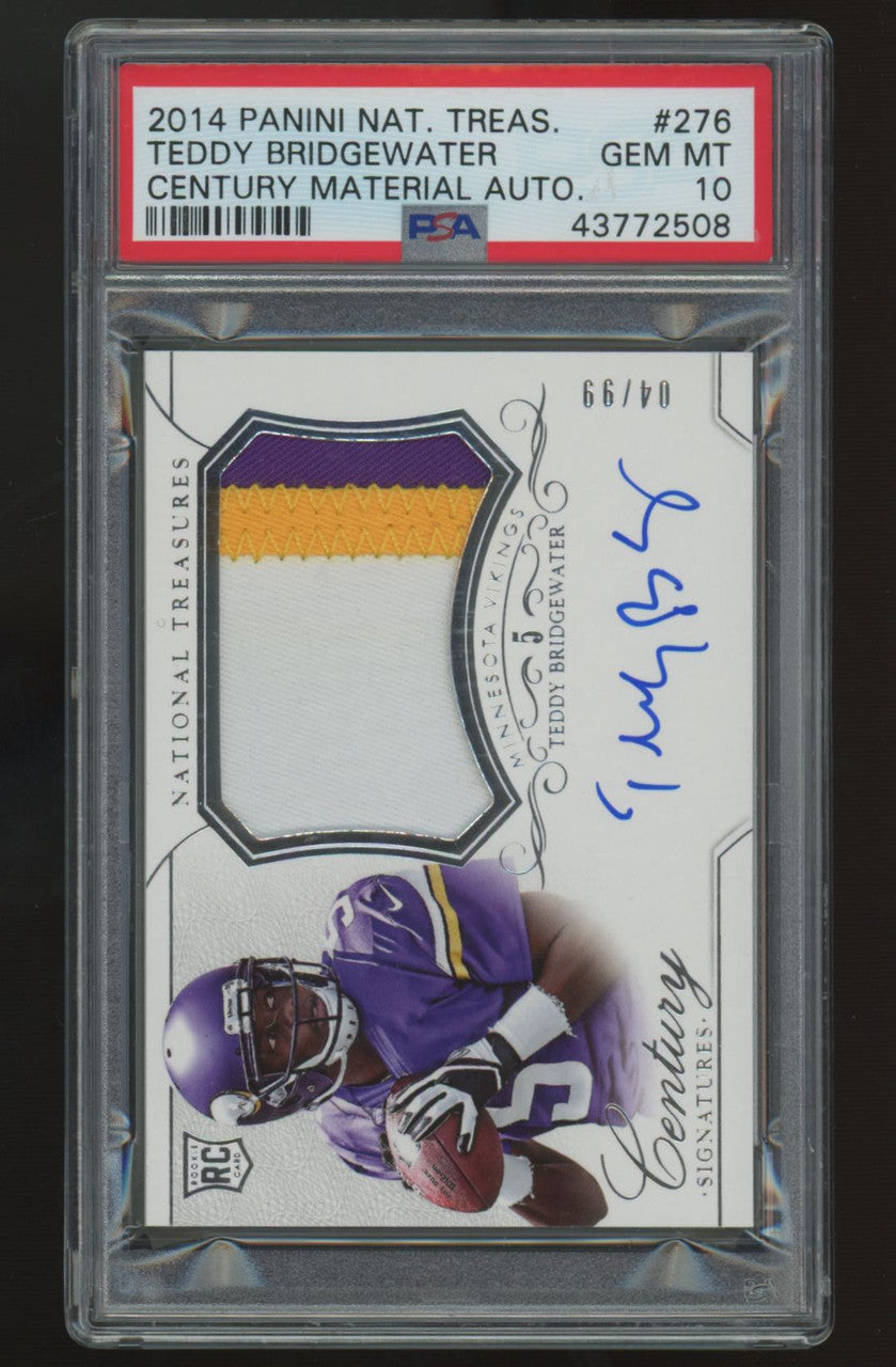 2014 National Treasures Teddy Bridgewater RC Century Patch Auto RPA /99 PSA 10