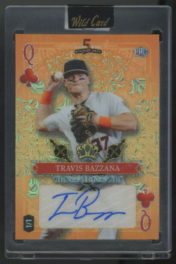 2024 Wild Card 5 Card Draw Travis Bazzana RC Orange Queen Of Clubs Auto 1/1
