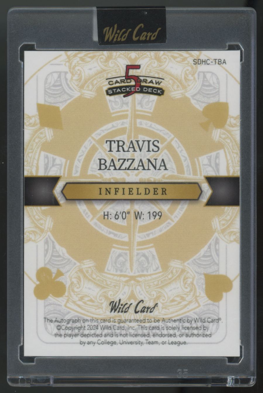 2024 Wild Card 5 Card Draw Travis Bazzana RC Orange Queen Of Clubs Auto 1/1