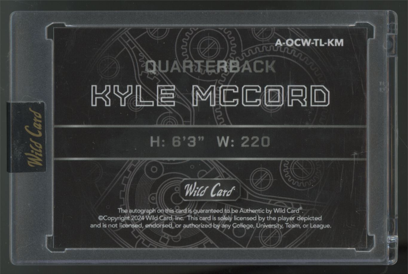 2024 Wild Card QB1 Kyle McCord RC Green Raywave Auto /4