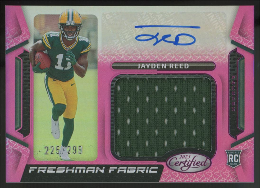 2023 Certified Jayden Reed RC Freshman Fabric Pink Patch Auto RPA /299 #FFMS-19