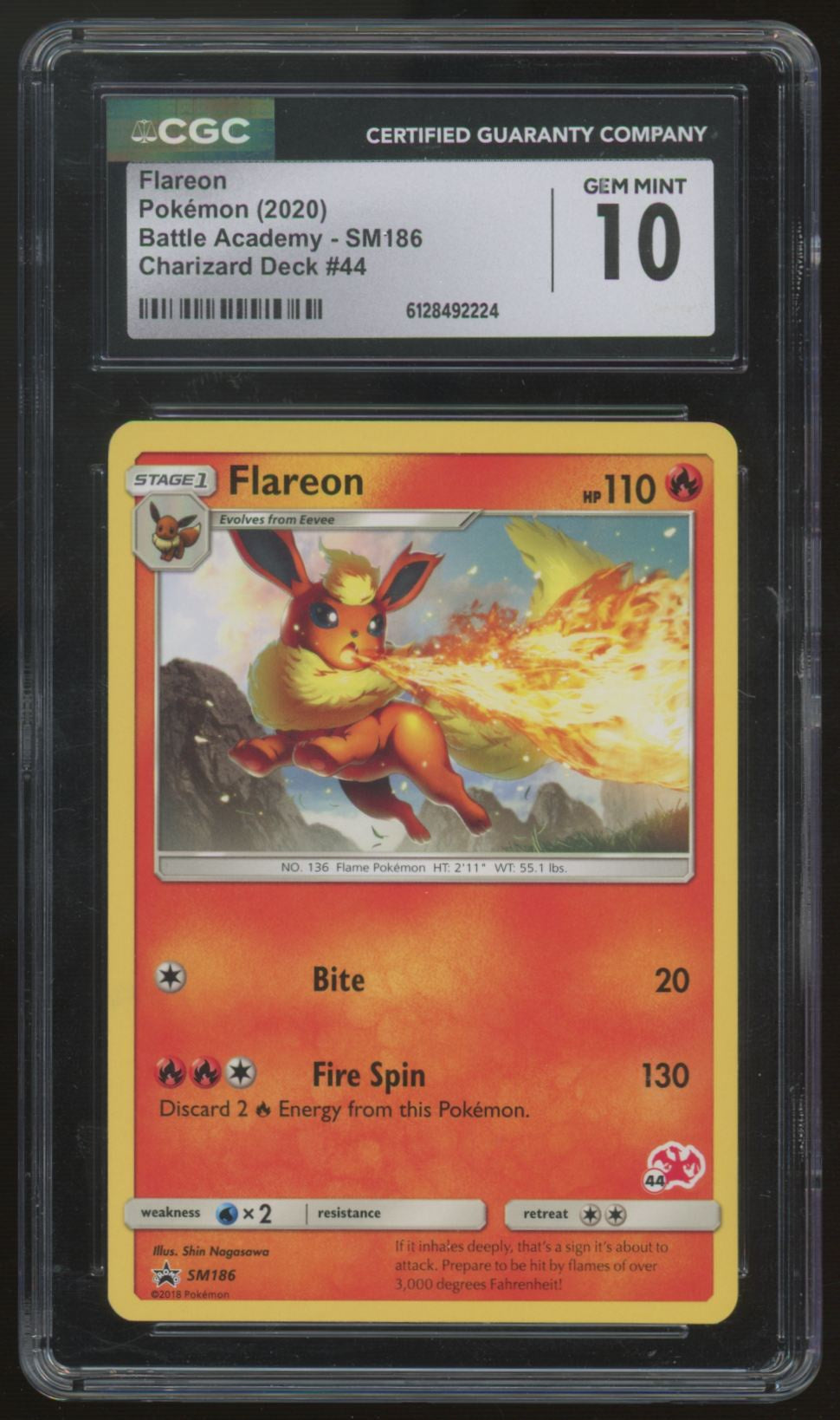 2020 Pokemon Flareon Battle Academy Promo #SM186 CGC 10