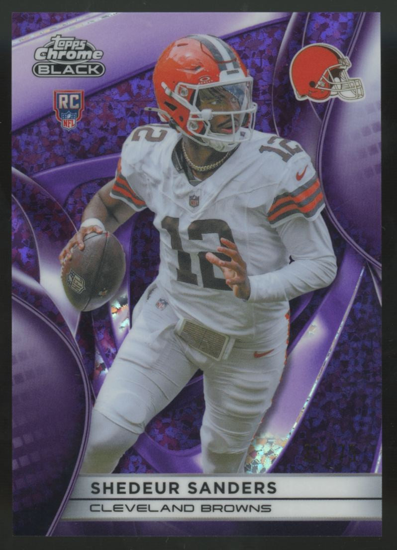 2025 Topps Chrome Black Shedeur Sanders RC Purple Mini-Diamond /75 #112