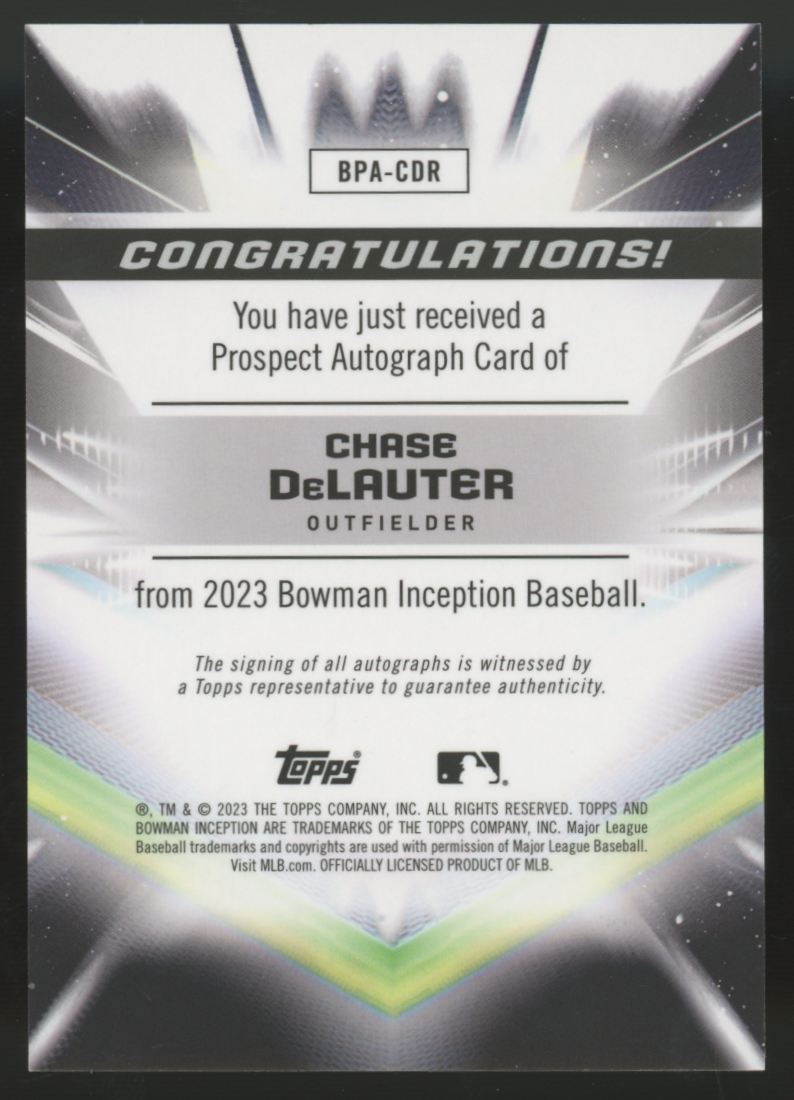 2023 Topps Inception Chase DeLauter Prospect Auto Blue Foil /99 #BPA-CDR