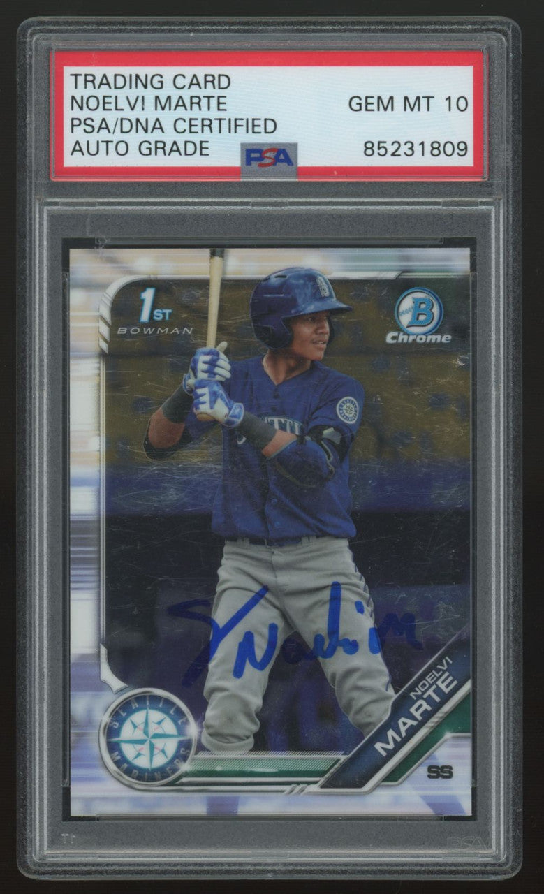 2019 Bowman Chrome Noelvi Marte 1st Signed Auto #BCP-97 PSA/DNA Certified 10