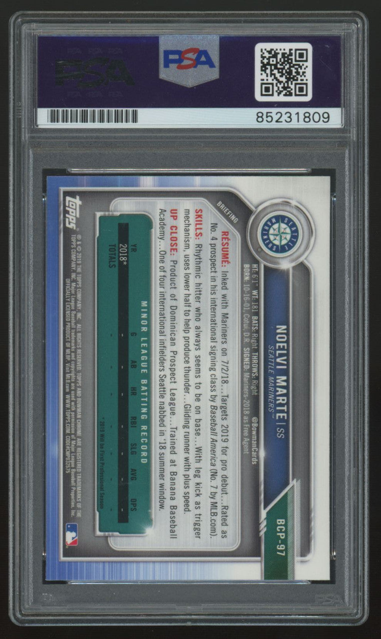 2019 Bowman Chrome Noelvi Marte 1st Signed Auto #BCP-97 PSA/DNA Certified 10