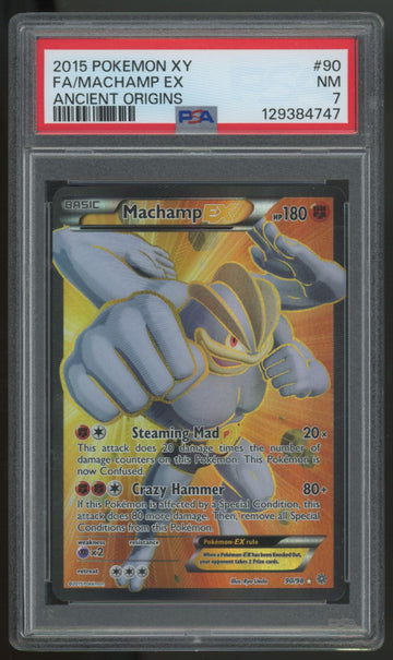 2015 Pokemon Machamp EX Ancient Origins Full Art #90 PSA 7