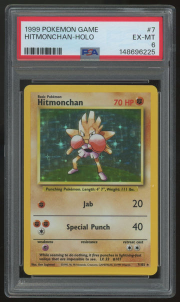1999 Pokemon Hitmonchan Base Set Holo #7 PSA 6