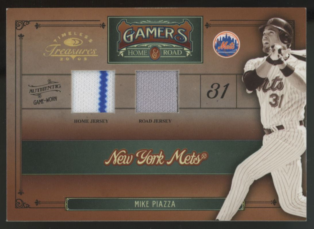 2005 Timeless Treasures Mike Piazza Gamers Home & Road Dual Patch /50 #G-49