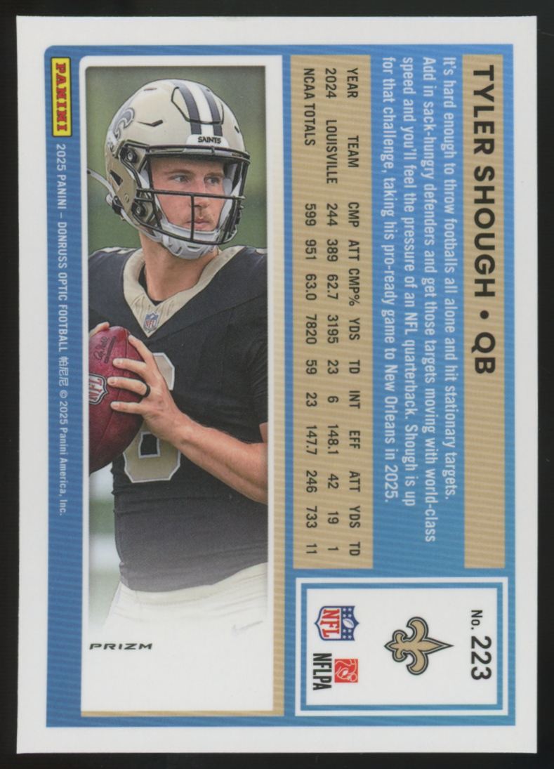 2025 Donruss Optic Tyler Shough RC Rated Rookie Stars Prizm #223