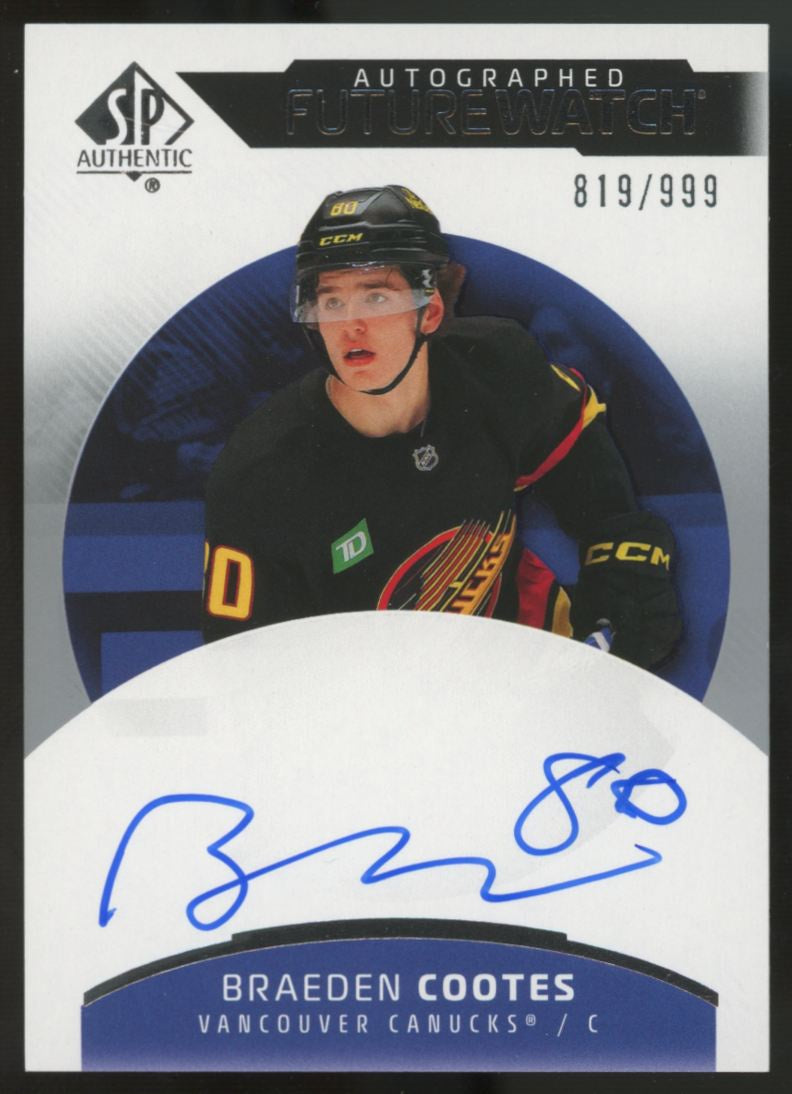 2025-26 Upper Deck SP Authentic Braeden Cootes RC Future Watch Auto /999 #175