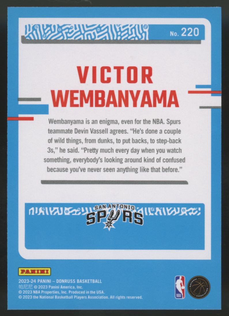 2023-24 Donruss Victor Wembanyama RC Rated Rookie Green Laser Holo #220