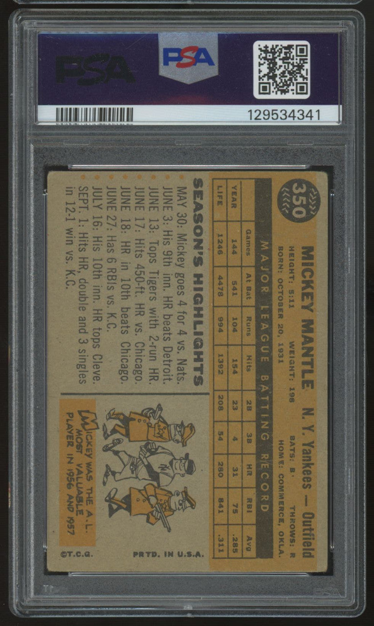 1960 Topps Mickey Mantle #350 PSA 2
