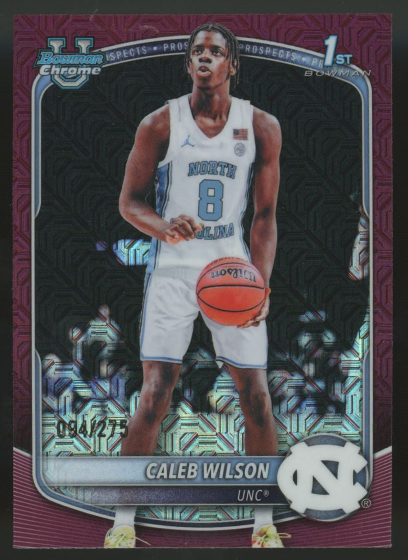 2025-26 Bowman Chrome Mega Caleb Wilson 1st Burgundy Mojo /275 #BCP-83