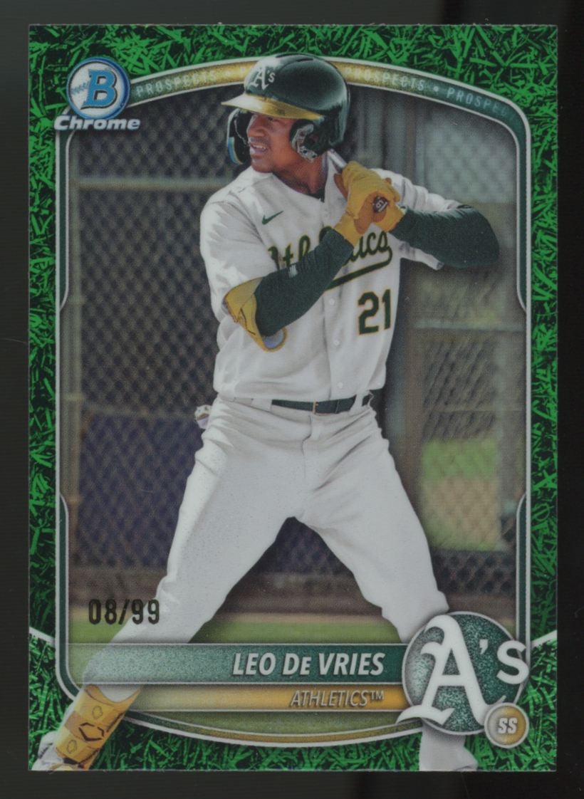 2025 Bowman Draft Leo De Vries Chrome Green Grass Refractor /99 #BDC-87