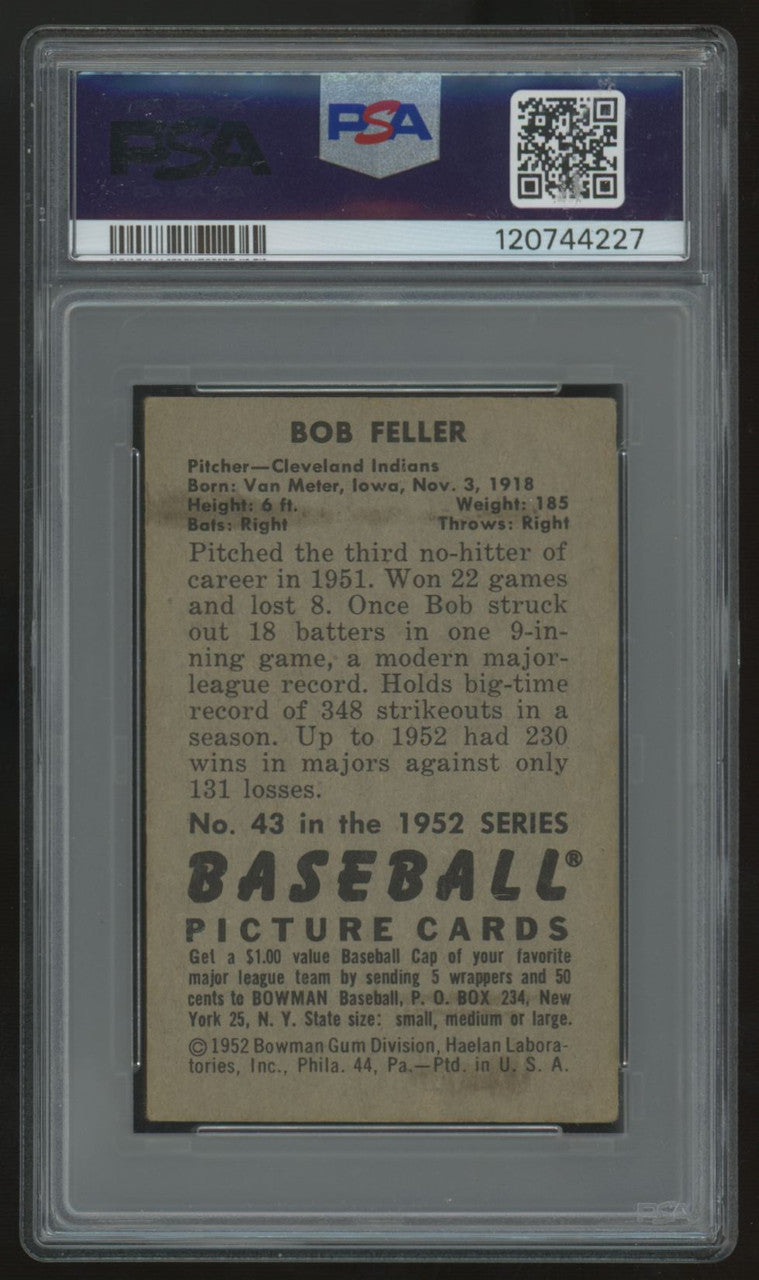 1952 Bowman Bob Feller #43 PSA 4