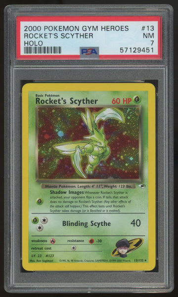 2000 Pokemon Rocket's Scyther Gym Heroes Holo #13 PSA 7