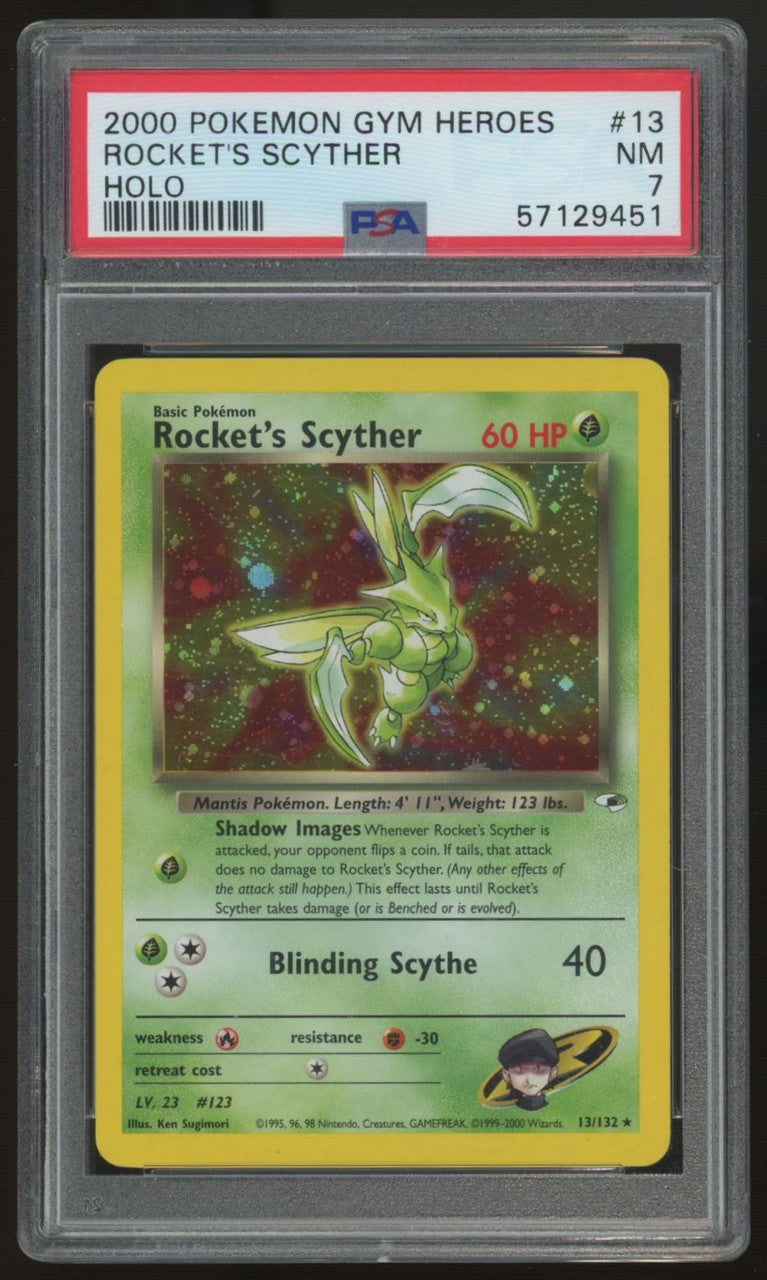2000 Pokemon Rocket's Scyther Gym Heroes Holo #13 PSA 7