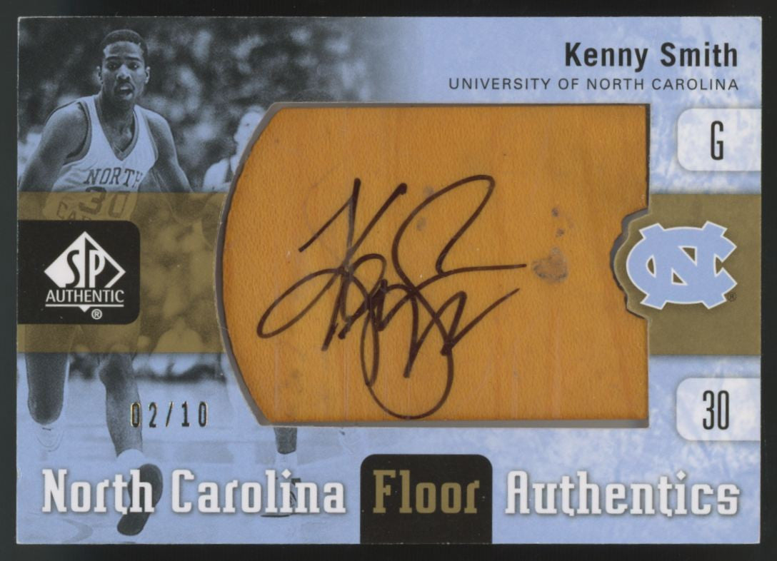 2011-12 UD SP Authentic Kenny Smith North Carolina Floor Relic Auto /10 #UNC-SM