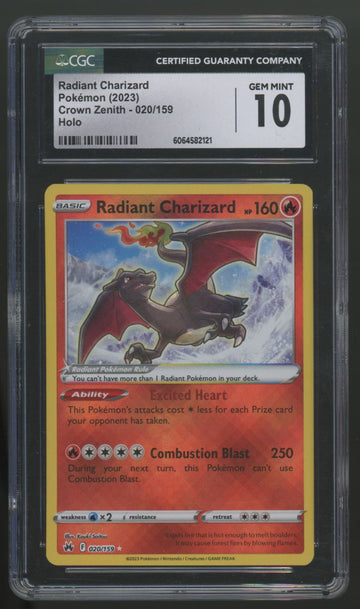 2023 Pokemon Radiant Charizard Crown Zenith Holo #020 CGC 10