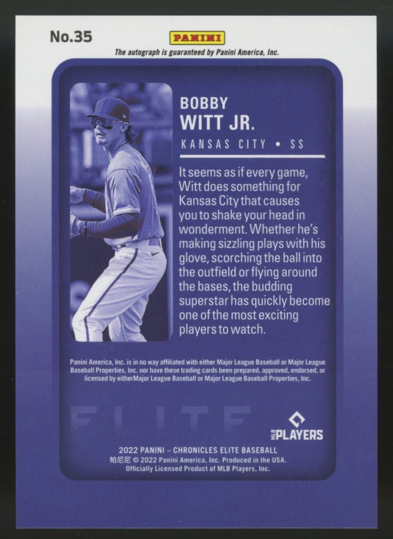 2022 Chronicles Elite Bobby Witt Jr. RC Auto #35