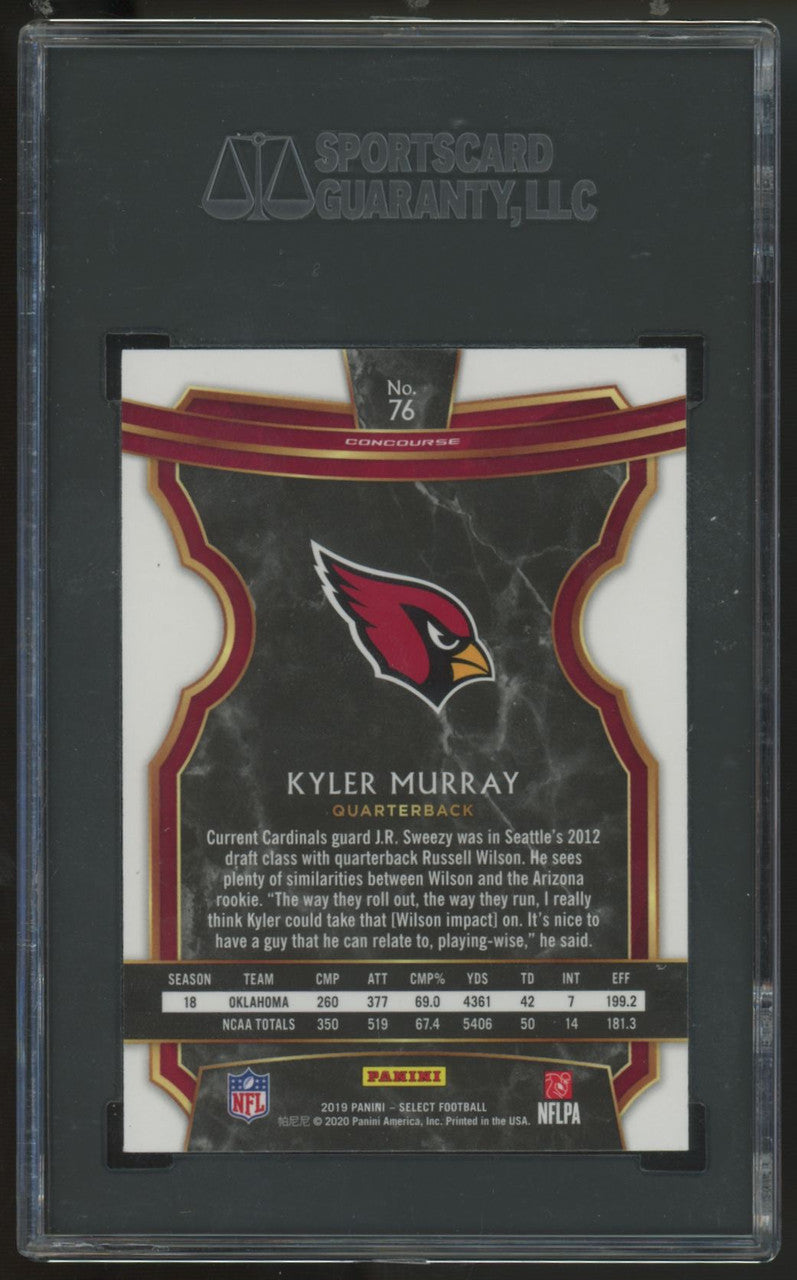 2019 Panini Select Kyler Murray RC #76 SGC 9.5