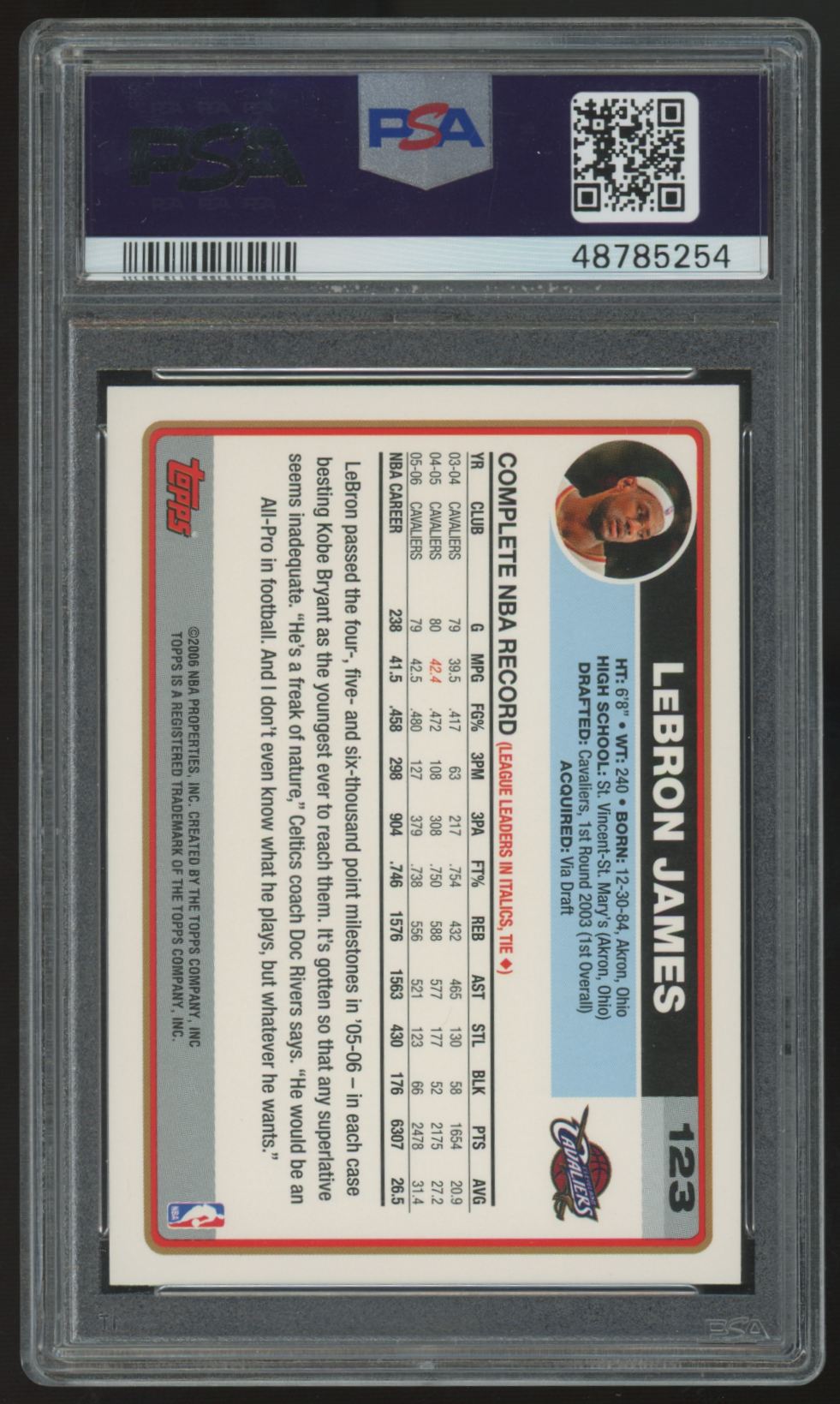 2006-07 Topps LeBron James #123 PSA 9