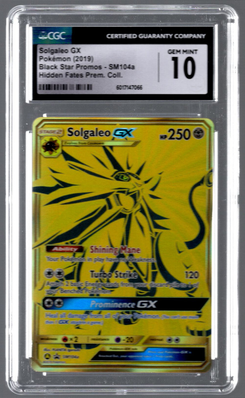 2019 Pokemon Solgaleo GX Hidden Fates Premium Collection #SM104a CGC 10