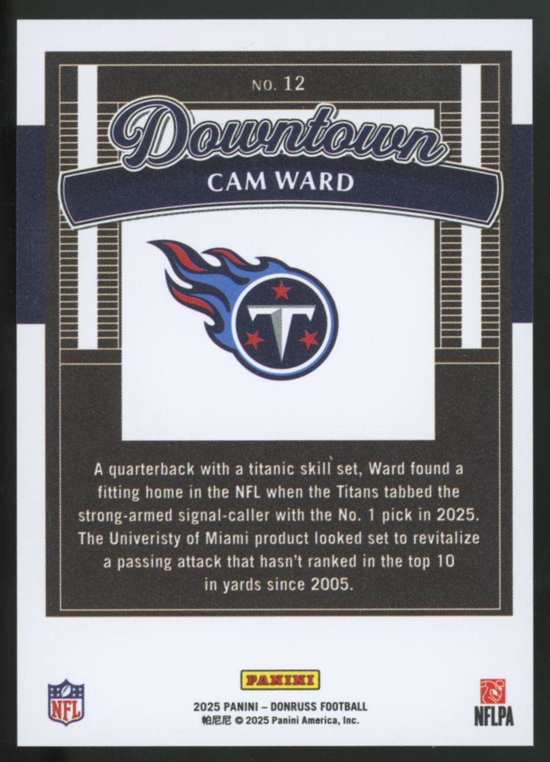 2025 Panini Donruss Cam Ward RC Downtown SSP #12