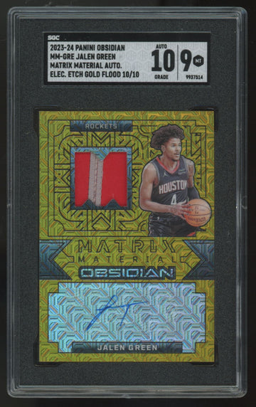 2023-24 Panini Obsidian Jalen Green Gold Flood Matrix Patch Auto /10 SGC 9 10