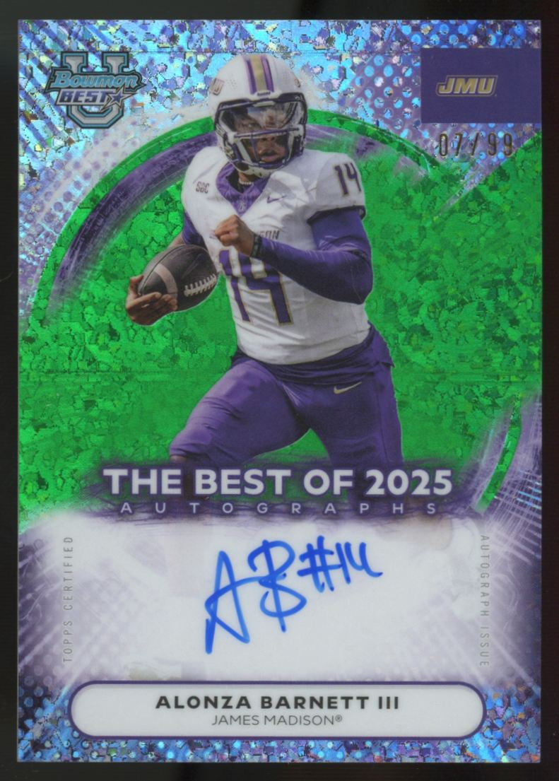 2025 Bowman Best University Alonza Barnett III Green Mini Diamond Auto /99