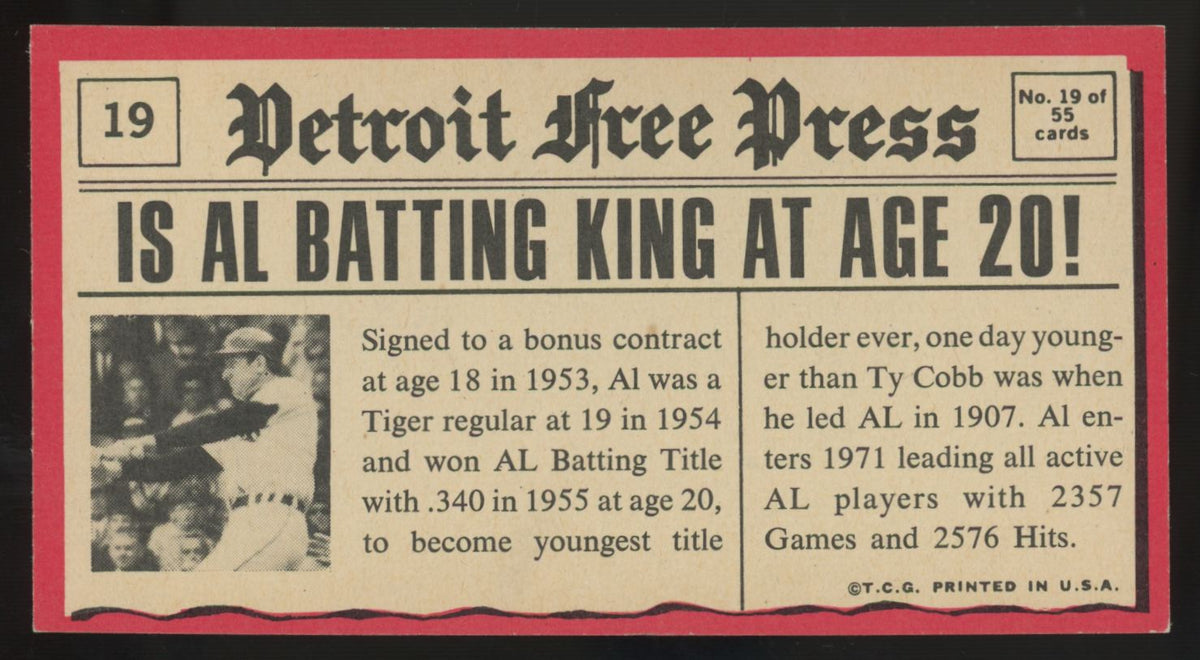 1971 Topps Al Kaline Greatest Moments #19 EX