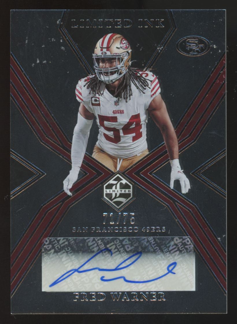 2022 Panini Limited Fred Warner Limited Ink Silver Spotlight Auto /75 #LI-FWA