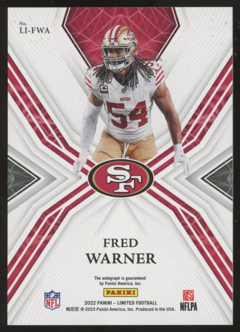 2022 Panini Limited Fred Warner Limited Ink Silver Spotlight Auto /75 #LI-FWA