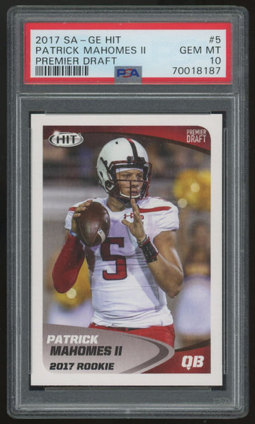 2017 Sage Hit Patrick Mahomes RC PSA 10