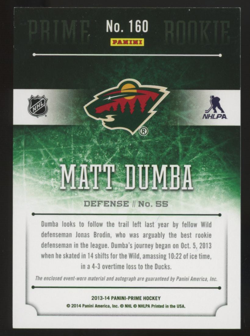 2013-14 Panini Prime Matt Dumba RC Patch Auto RPA /199 #160