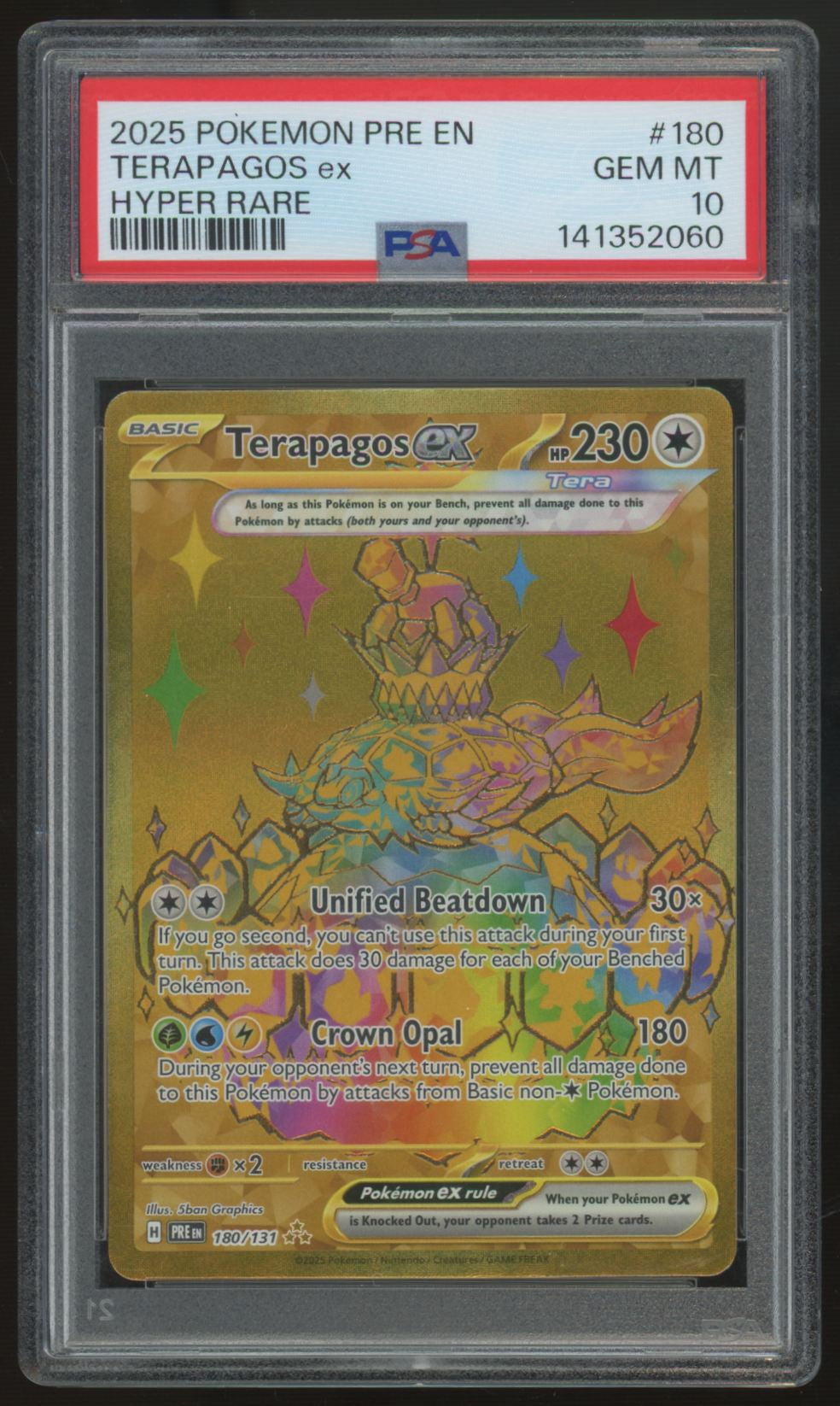 2025 Pokemon Terapagos ex Prismatic Evolution Hyper Rare #180 PSA 10