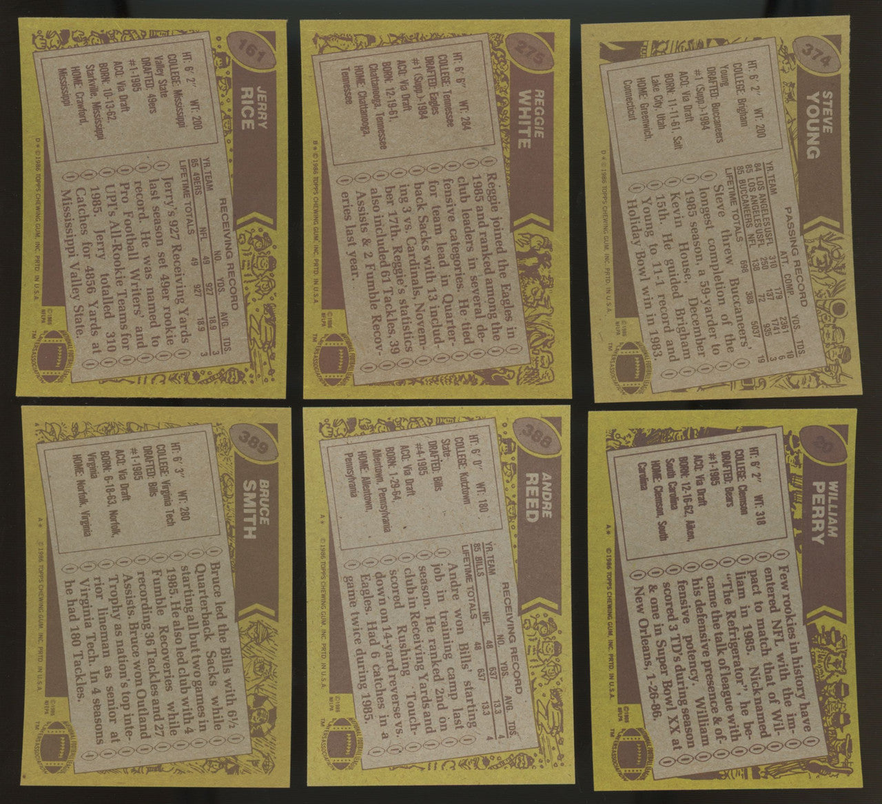 1986 Topps Football Complete Set (396) Rice Young White RC NM-MT "B"